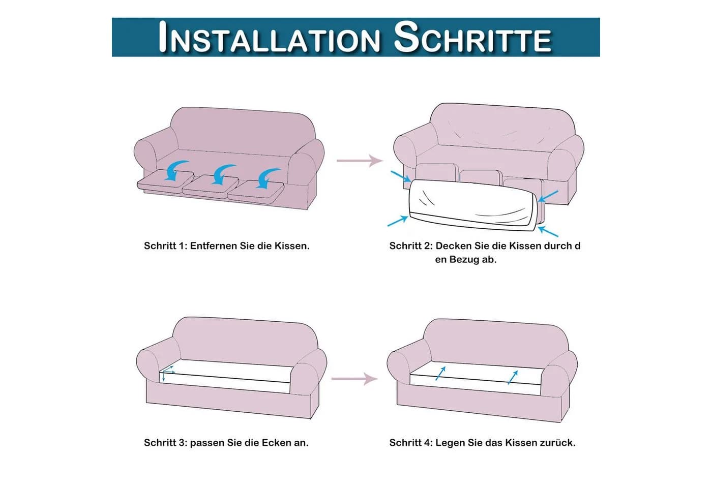 Jibenhome Wasserdichter Stretch Sofabezug für 1/2/3 Sitzer - Bild 4