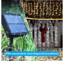 Rosnek LED-Lichtervorhang Solar Wasserdicht 8 Modi Timer für Gärten Terrasse Weihnachtsdeko mit Fernbedienung Bild 3