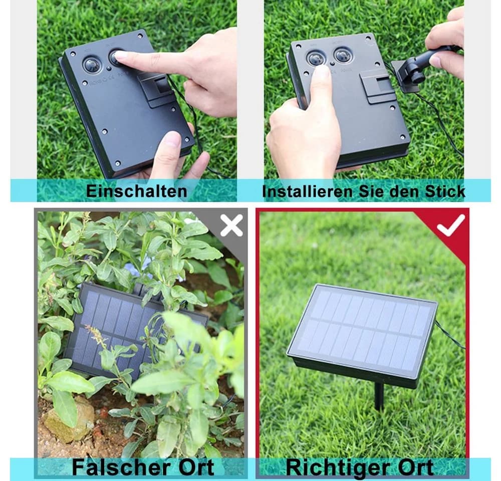 Rosnek LED-Lichtervorhang Solar Wasserdicht 8 Modi Timer für Gärten Terrasse Weihnachtsdeko mit Fernbedienung - Bild 5