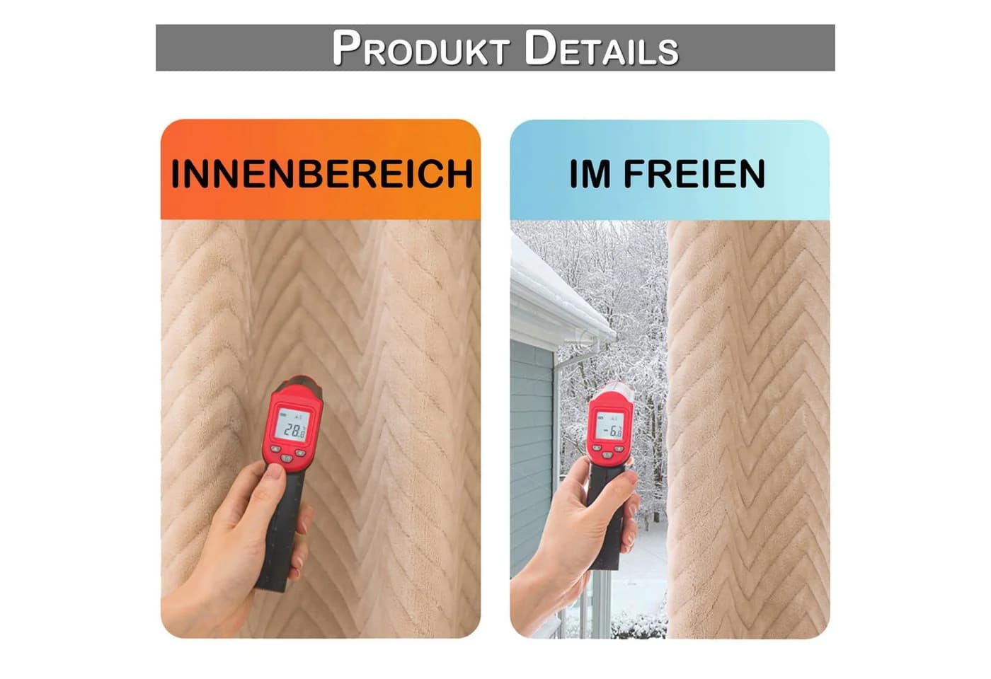 Rosnek Verdunkelungsvorhang Beige 2er Set Thermovorhang Flanell - Bild 5