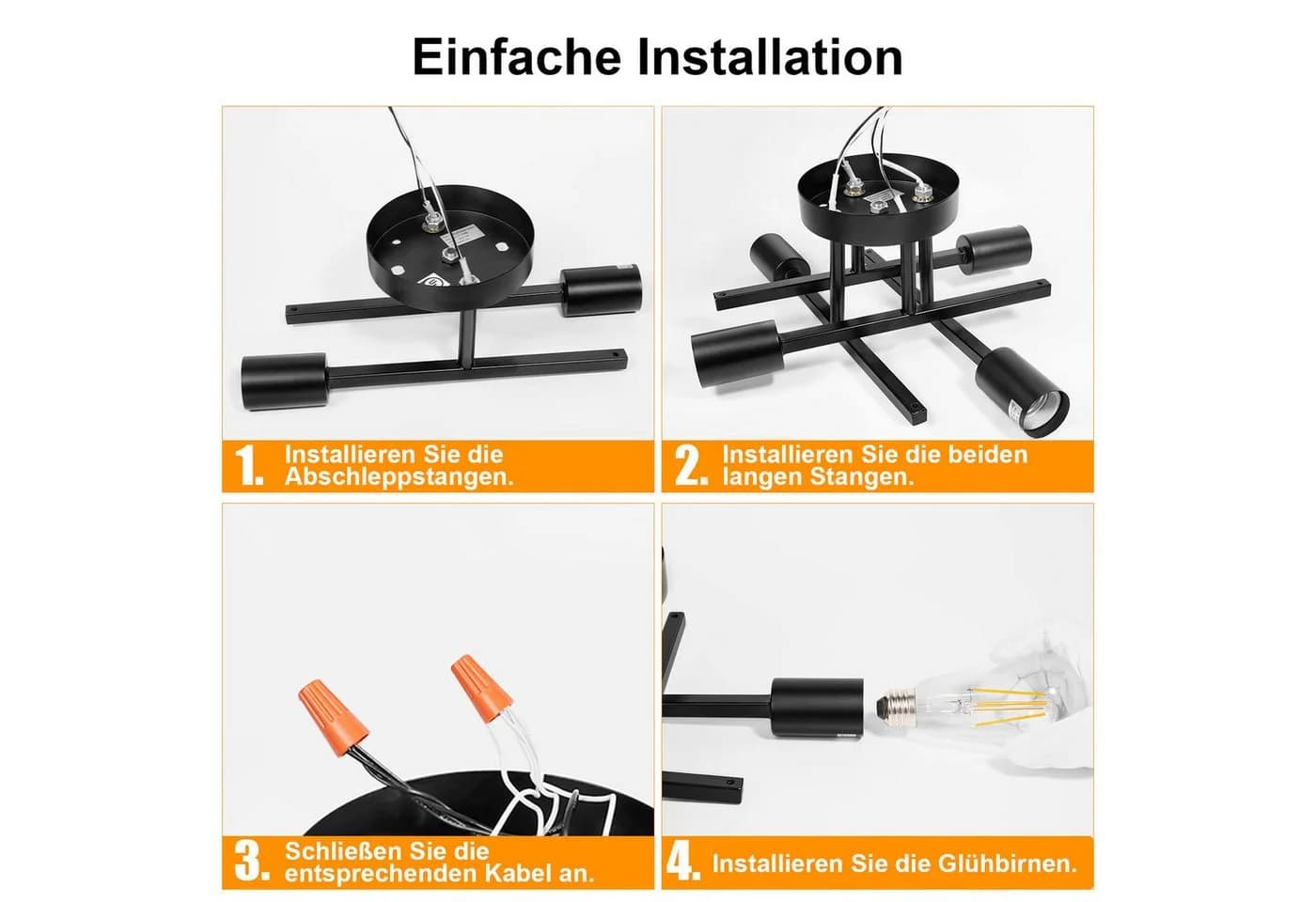 Lapamax LED Deckenleuchte Sputnik Schwarz E27 Kronleuchter - Bild 3
