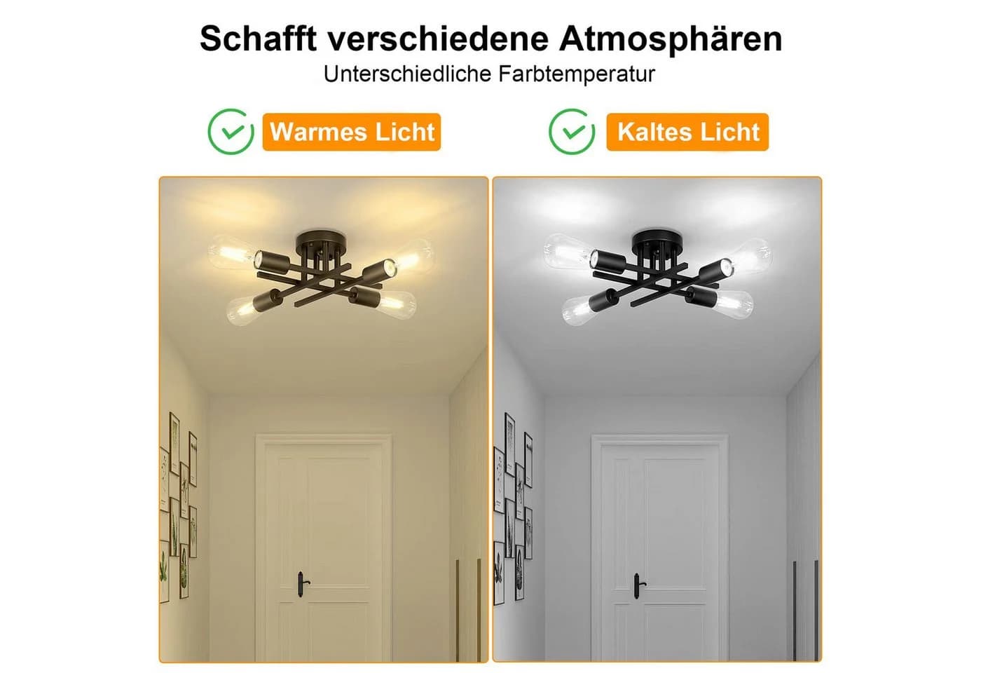 Lapamax LED Deckenleuchte Sputnik Schwarz E27 Kronleuchter - Bild 5