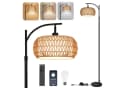 Lapamax LED Stehlampe Dimmbar Schwarz Rattan Leinen Bild 2