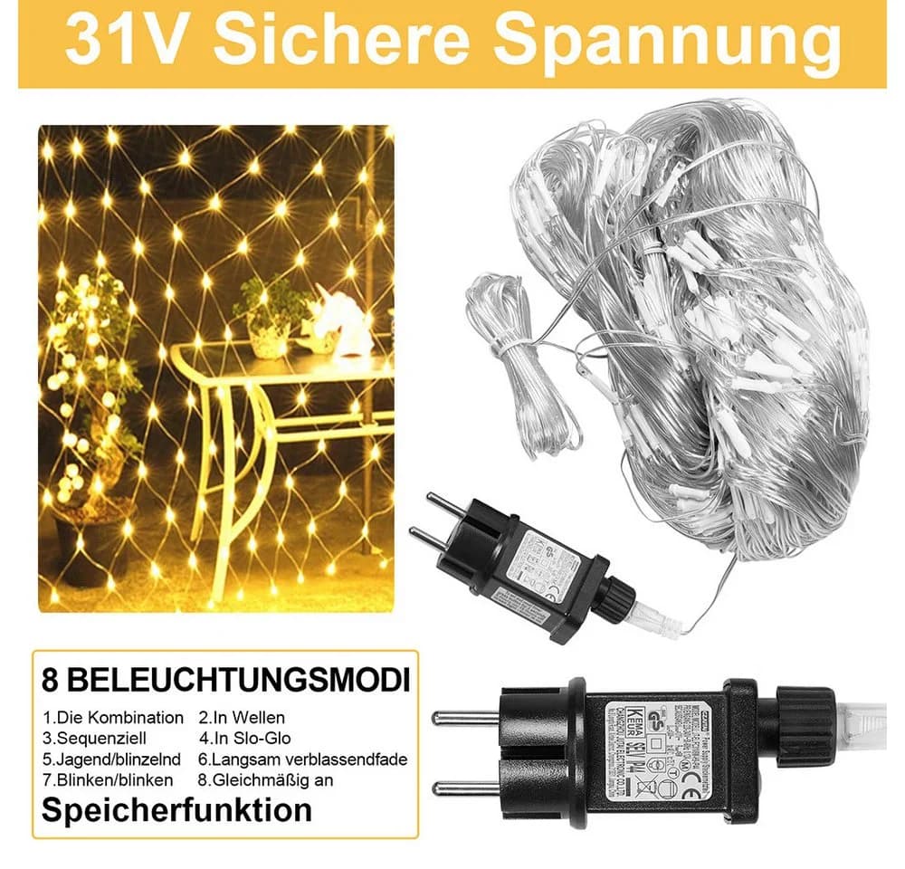LMaxhome LED-Lichternetz 660 LEDs Warmweiß Timer 8 Modi - Bild 4