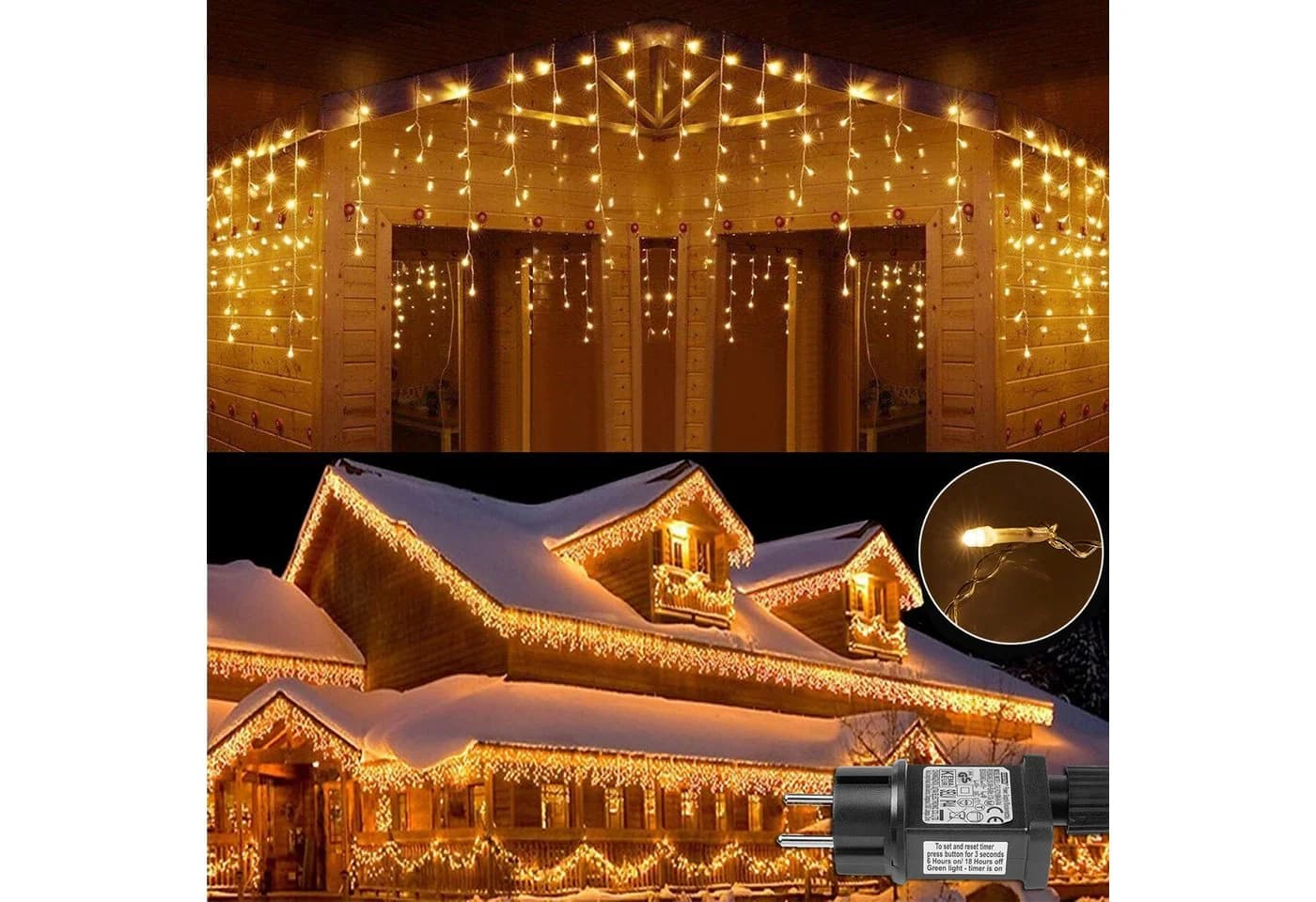 LMaxhome LED-Lichterkette Eisregen 600 LEDs Warmweiß - Bild 2