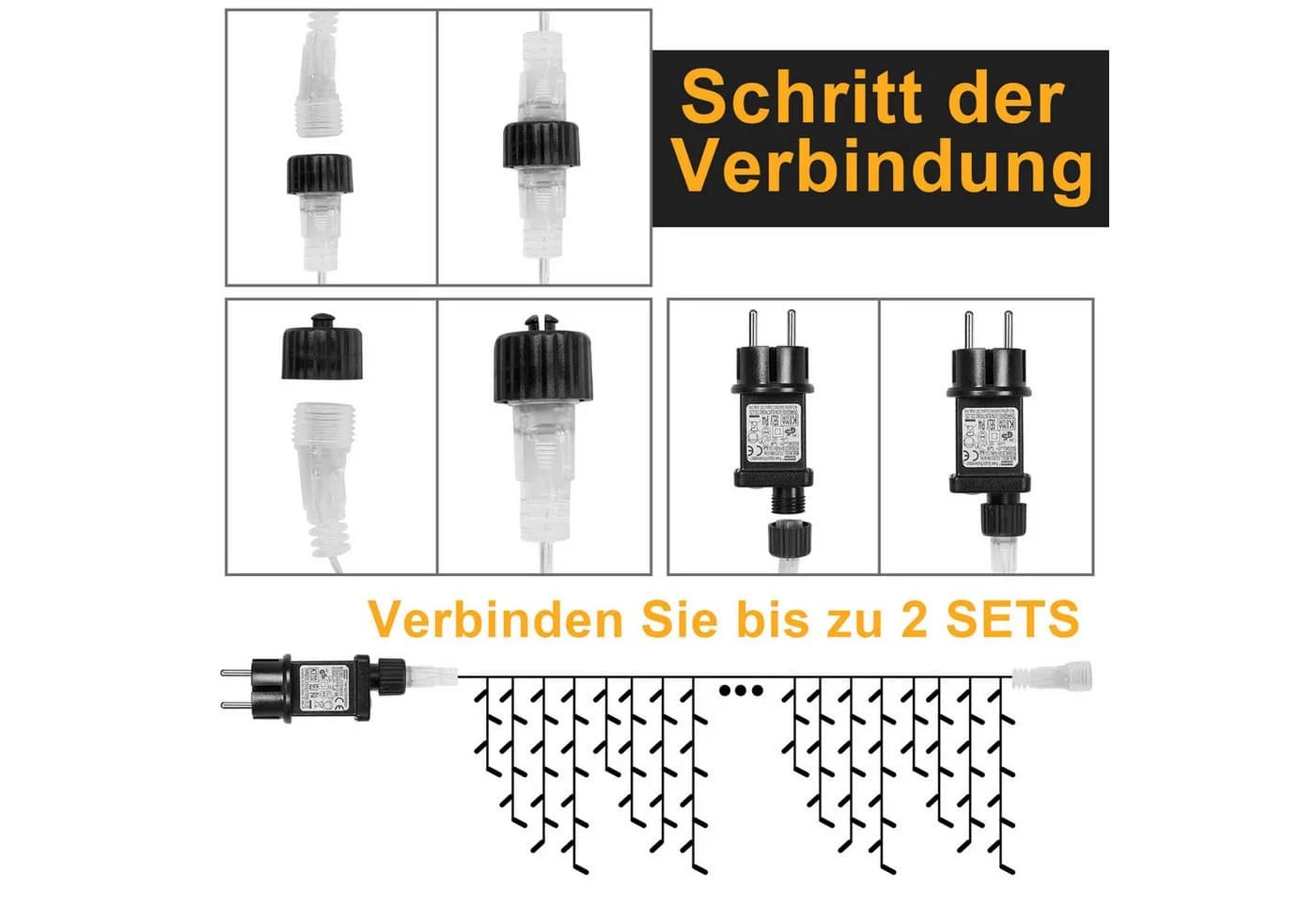 LMaxhome LED-Lichterkette Eisregen 600 LEDs Warmweiß - Bild 4
