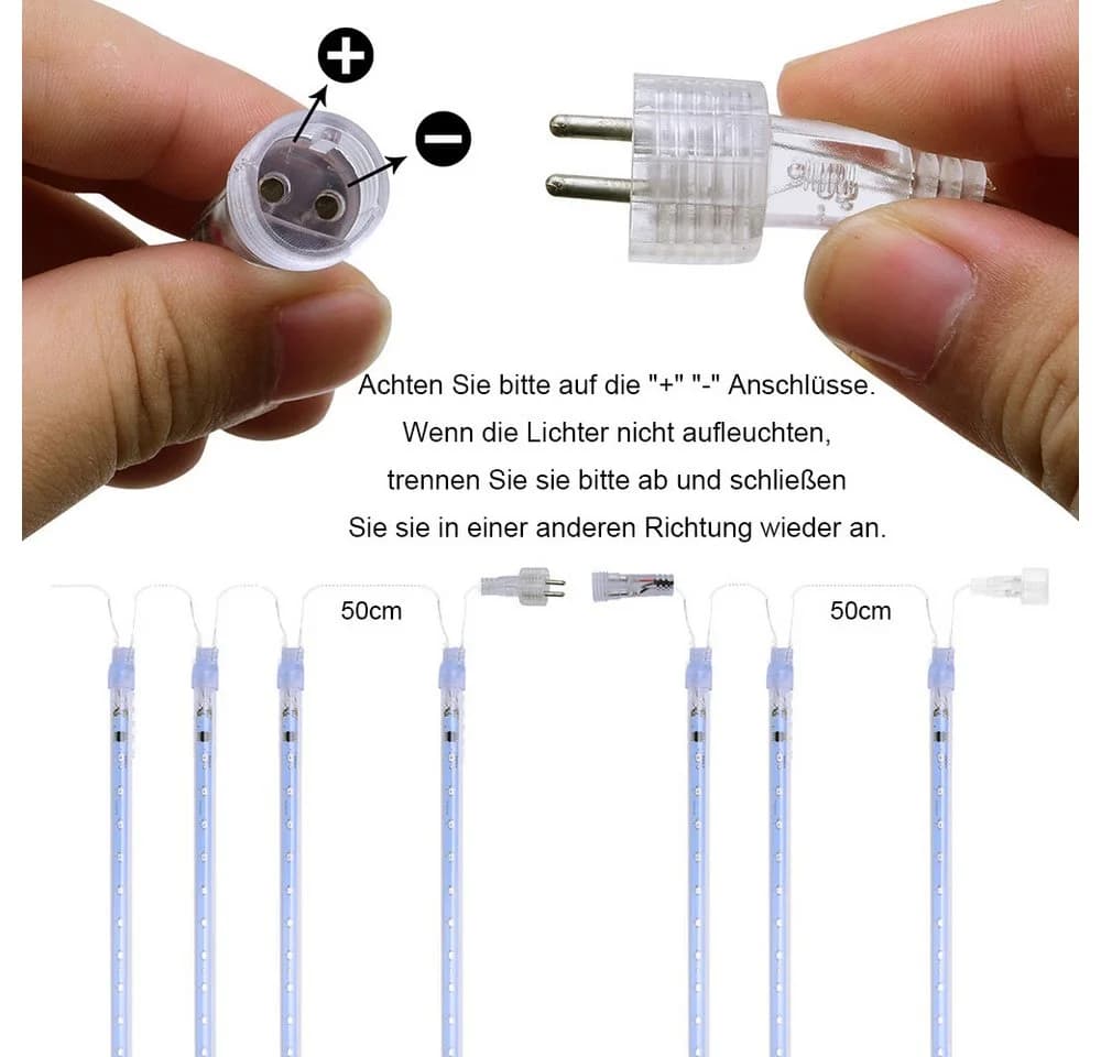 LMaxhome LED Lichterkette Meteorschauer PVC Wasserdicht Warmes Weiß - Bild 5