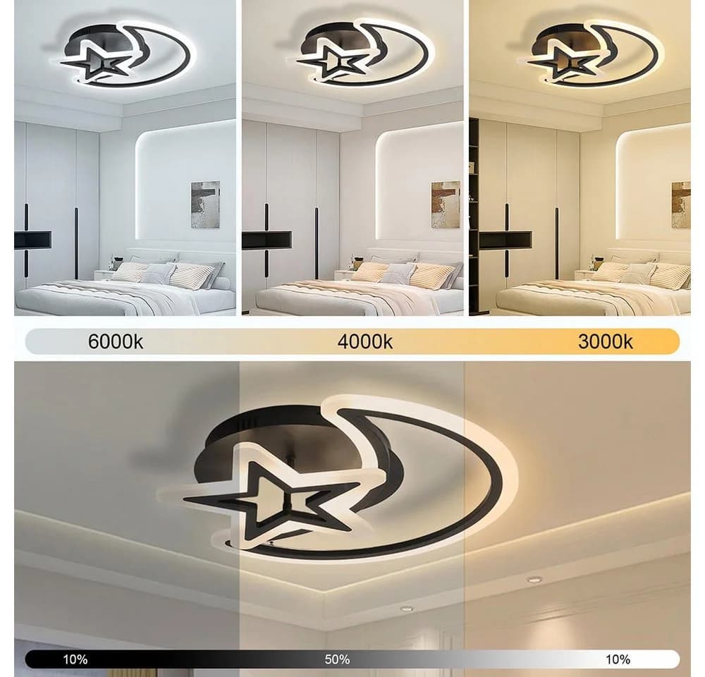 LMaxhome LED Deckenleuchte Dimmbar Schwarz mit Fernbedienung