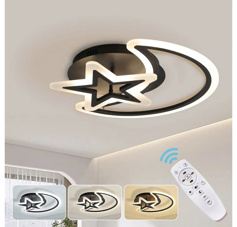 LMaxhome LED Deckenleuchte Dimmbar Schwarz mit Fernbedienung - Bild 2