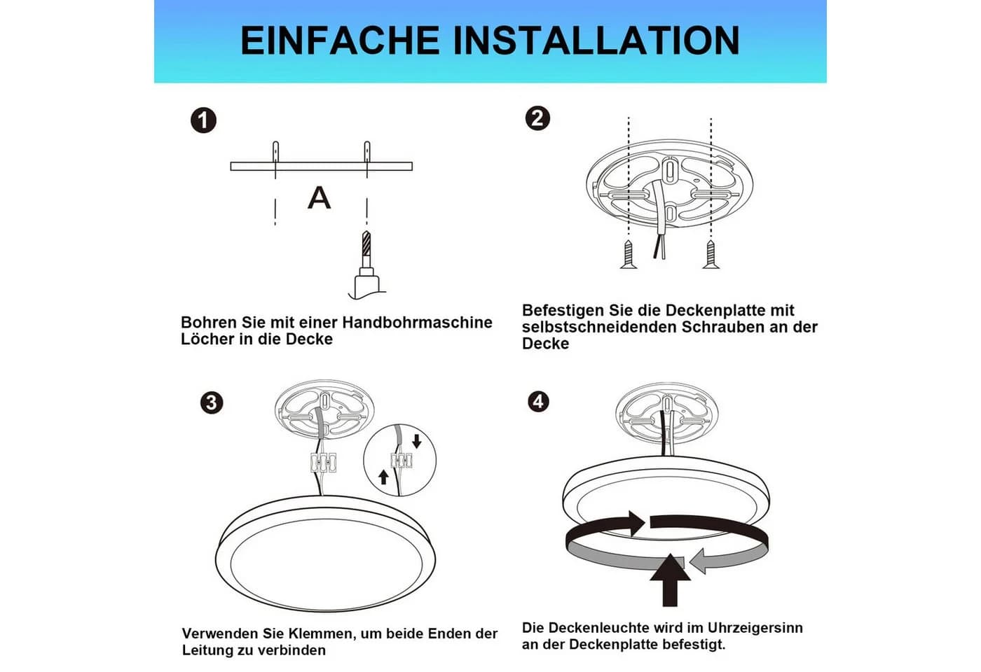 LMaxhome LED Deckenleuchte 37cm Rund Ultra Dünn 36W Warmweiß 4300lm - Bild 5