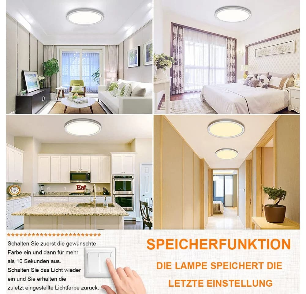 LMaxhome LED Deckenleuchte Dimmbar Ultra Dünn 3 Farbtemperaturen - Bild 4