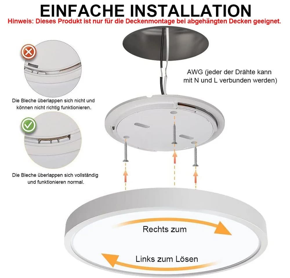 LMaxhome LED Deckenleuchte Dimmbar Ultra Dünn 3 Farbtemperaturen - Bild 5