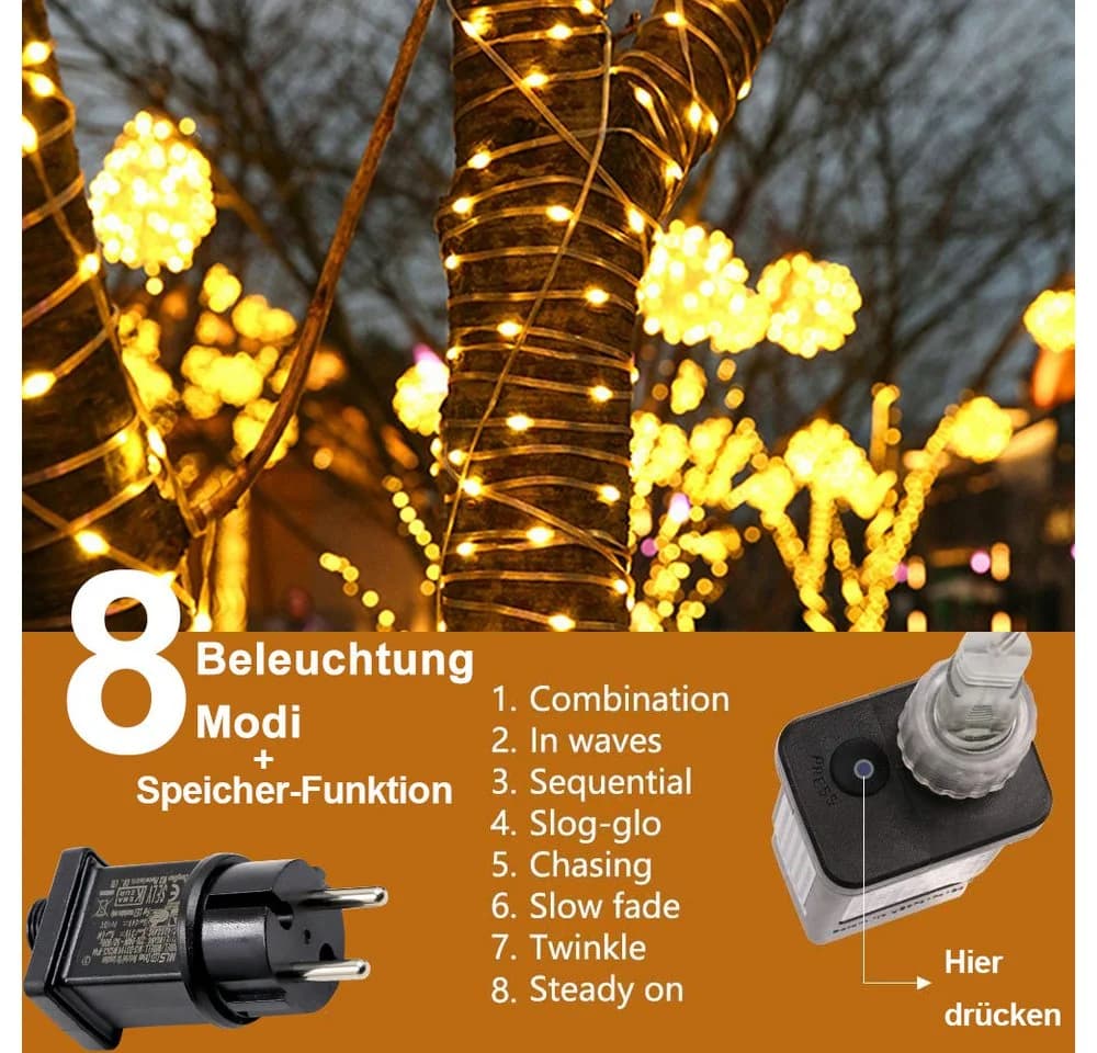 LMaxhome LED-Lichterkette 10-100M 800LEDs 8 Modi Wasserdicht - Bild 1