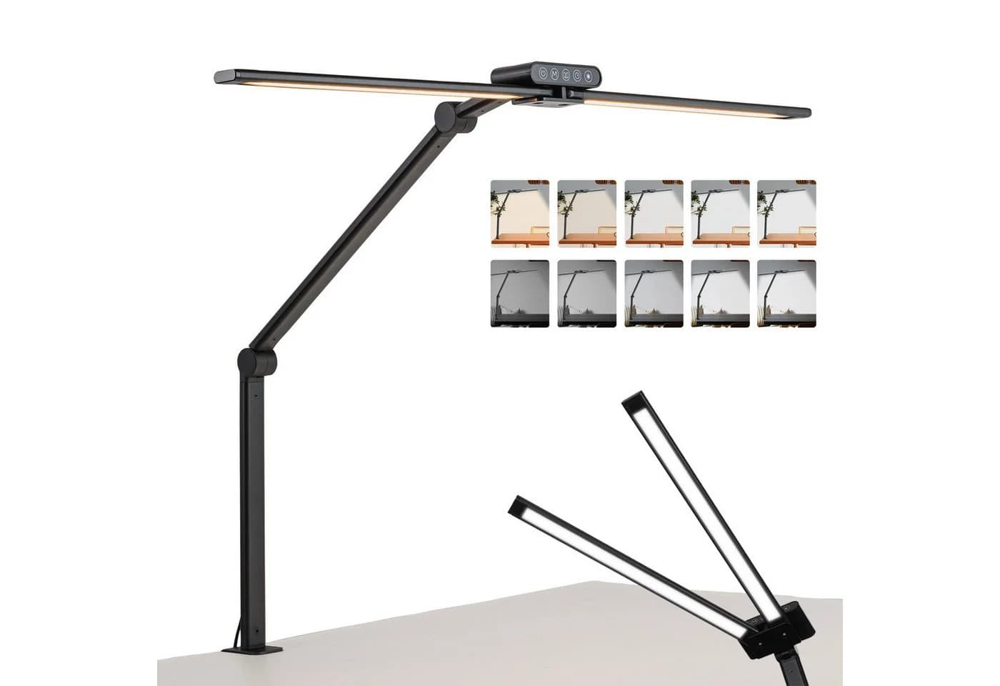 LMaxhome Schreibtischlampe 24W LED Dimmbar Doppelkopf Schwarz - Bild 2