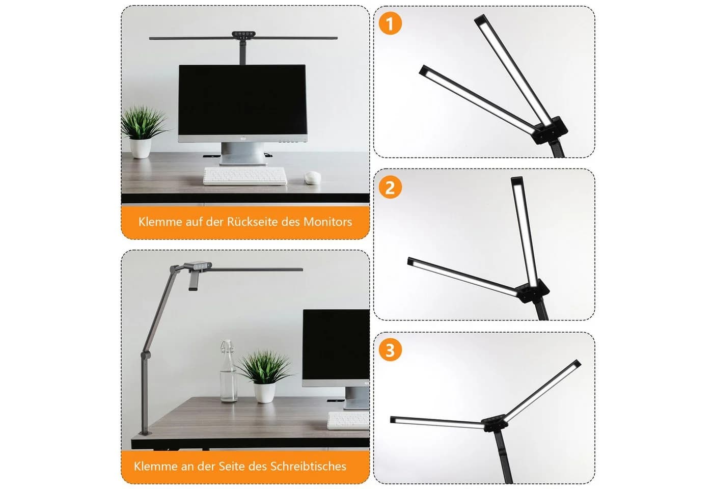 LMaxhome Schreibtischlampe 24W LED Dimmbar Doppelkopf Schwarz - Bild 5