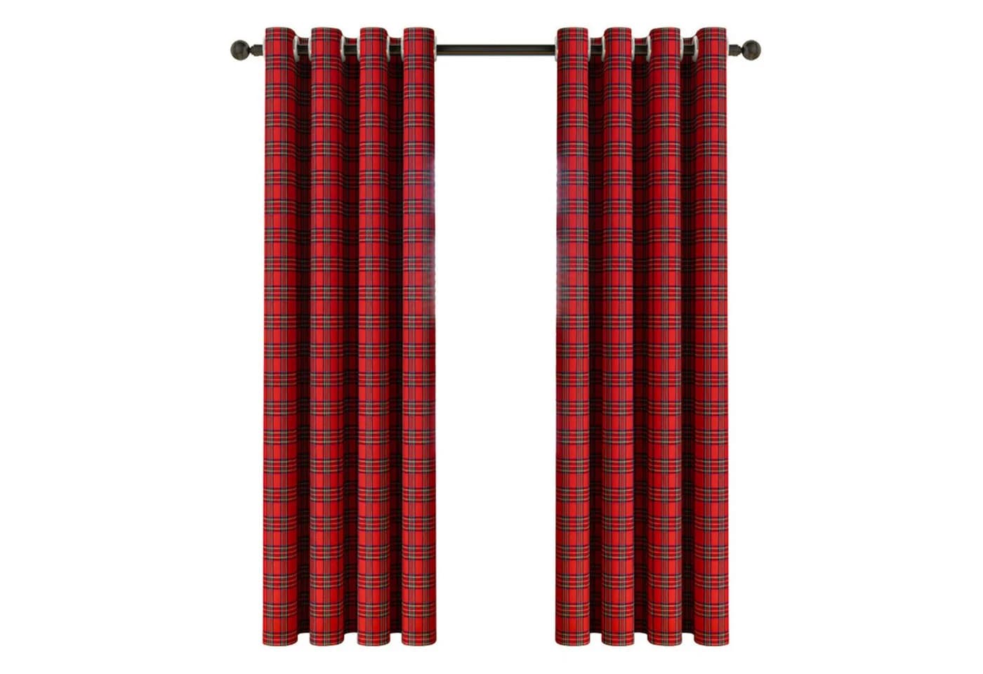 LMaxhome Verdunkelungsvorhang Tartan Karo Rot Blickdicht Ösen