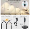 LMaxhome LED Stehlampe Dimmbar Schwarz 360° Schwanenhals Bild 3