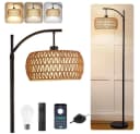 LMaxhome Stehlampe LED Bogenlampe Rattan Dimmbar Schwarz Bild 2