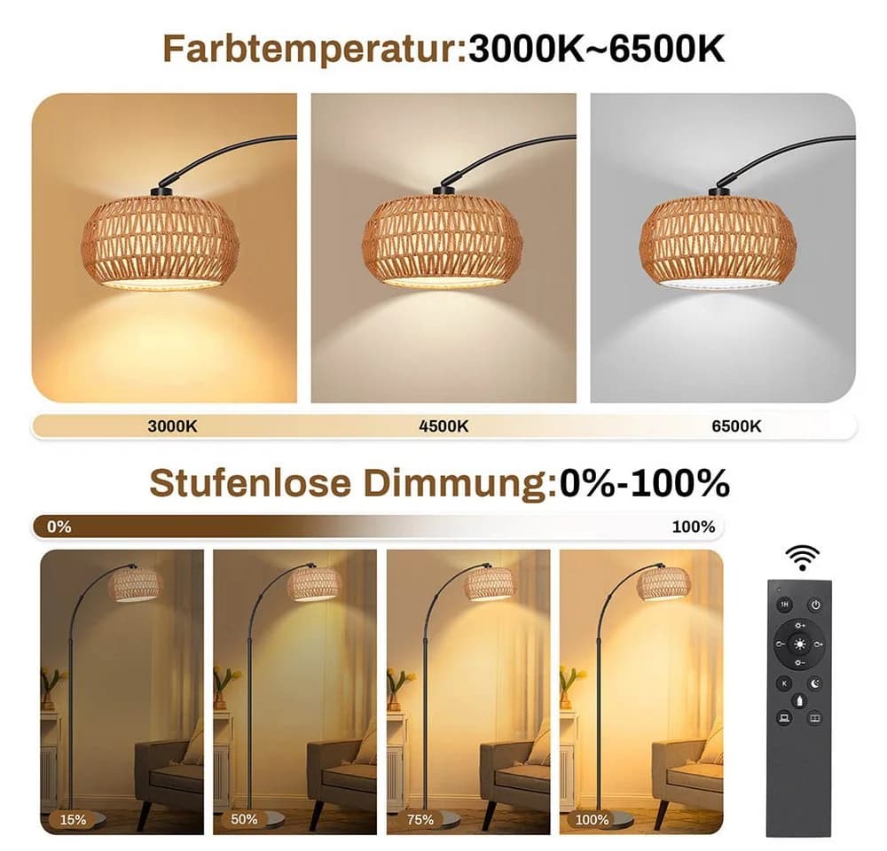LMaxhome LED Stehlampe Dimmbar Schwarz 185cm - Bild 3
