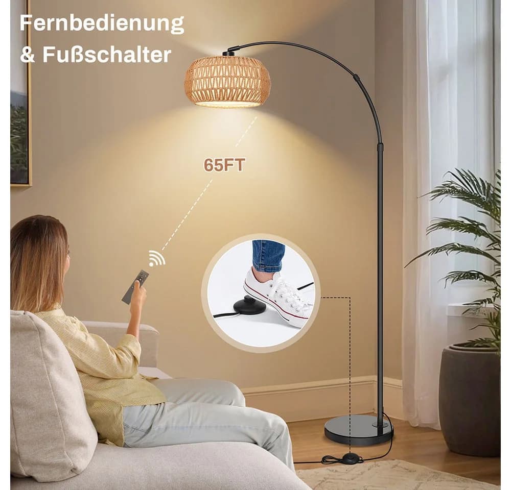 LMaxhome LED Stehlampe Dimmbar Schwarz 185cm - Bild 4