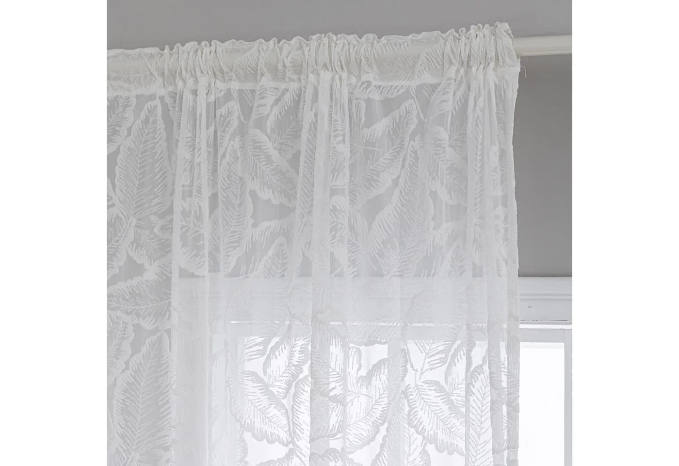 Qelus Voile Gardine Weiss 3D-Blattmuster Modern - Bild 3