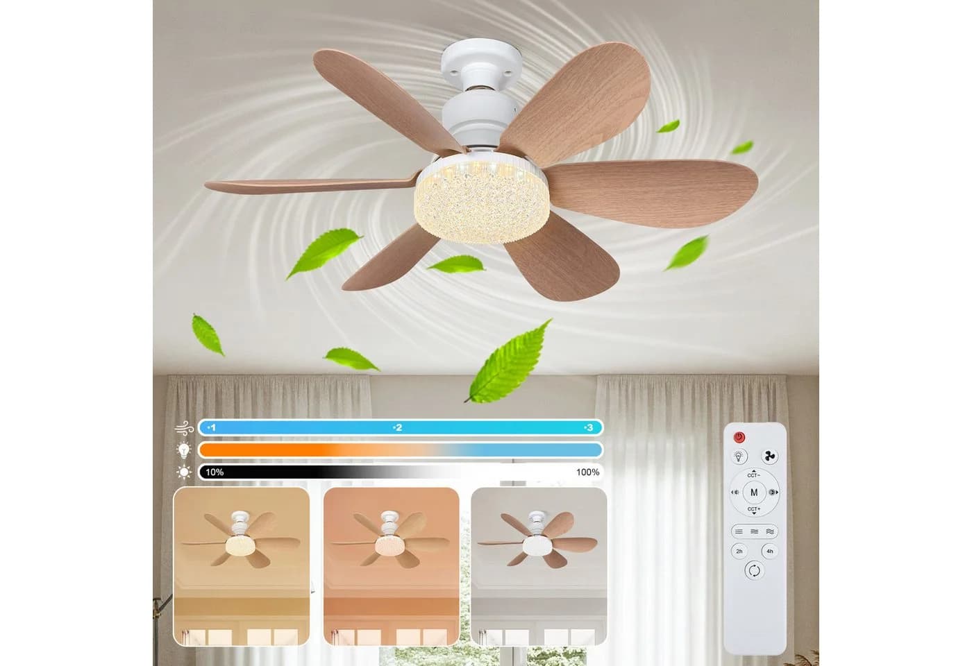 LMaxhome Deckenventilator mit LED-Licht 40W Dimmbar Fernbedienung - Bild 2