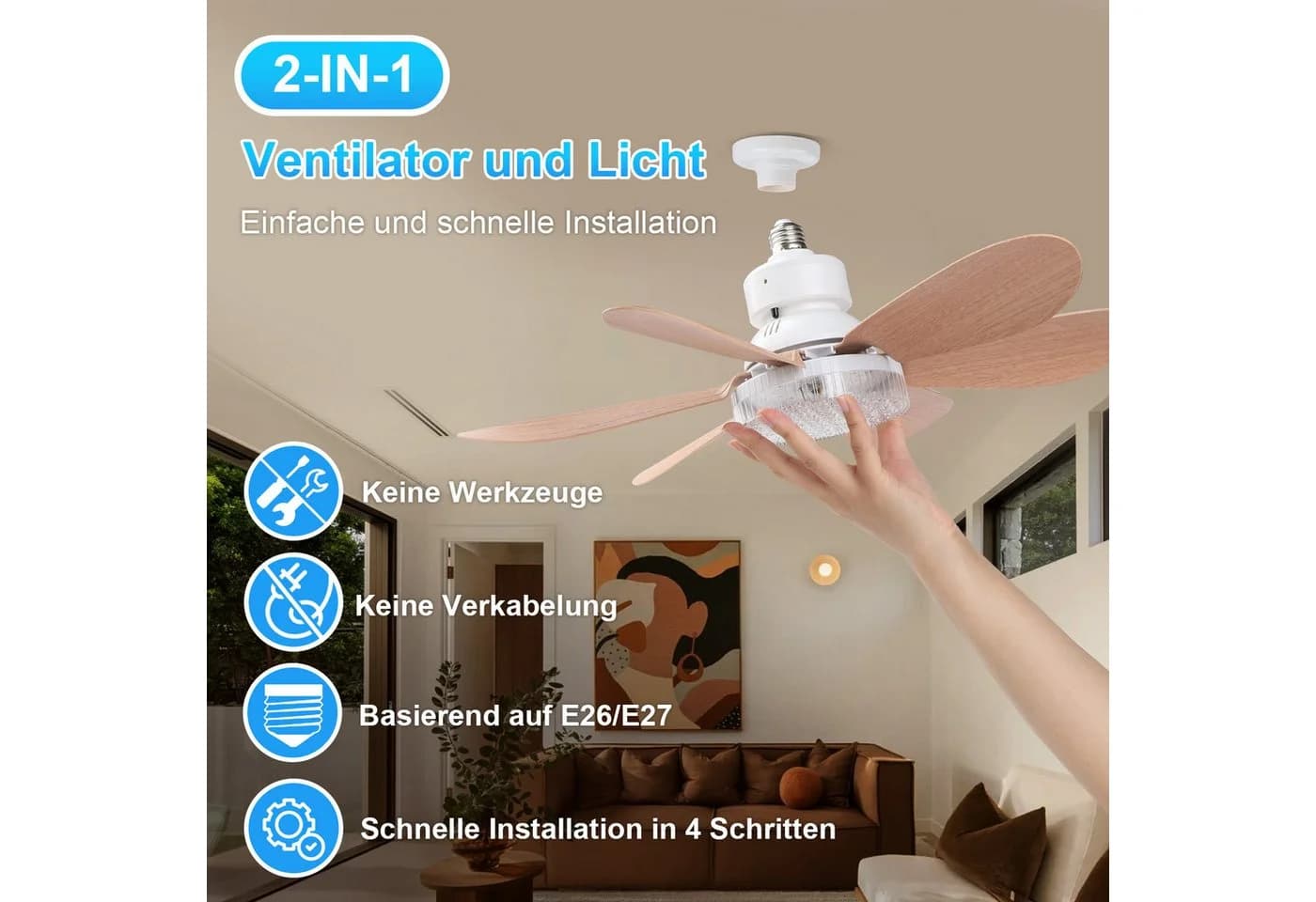 LMaxhome Deckenventilator mit LED-Licht 40W Dimmbar Fernbedienung - Bild 3