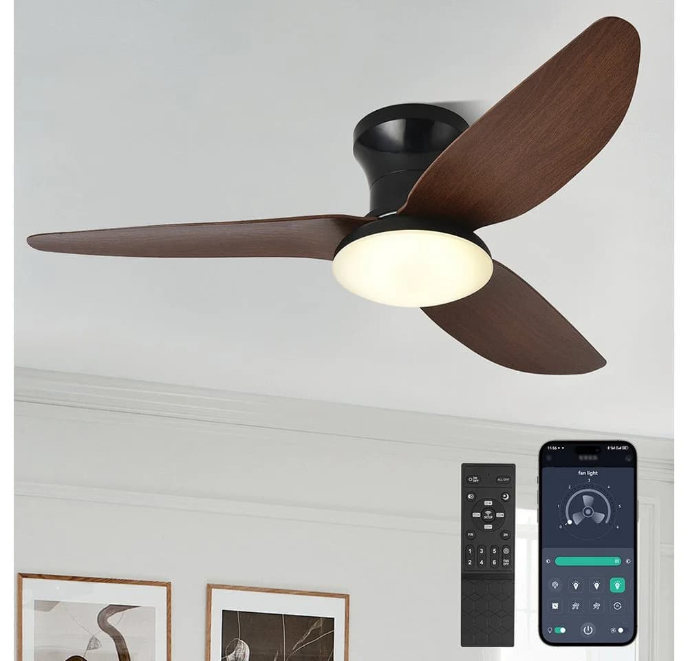 LMaxhome Deckenventilator mit LED 60W Dimmbar Schwarz/Braun - Bild 2