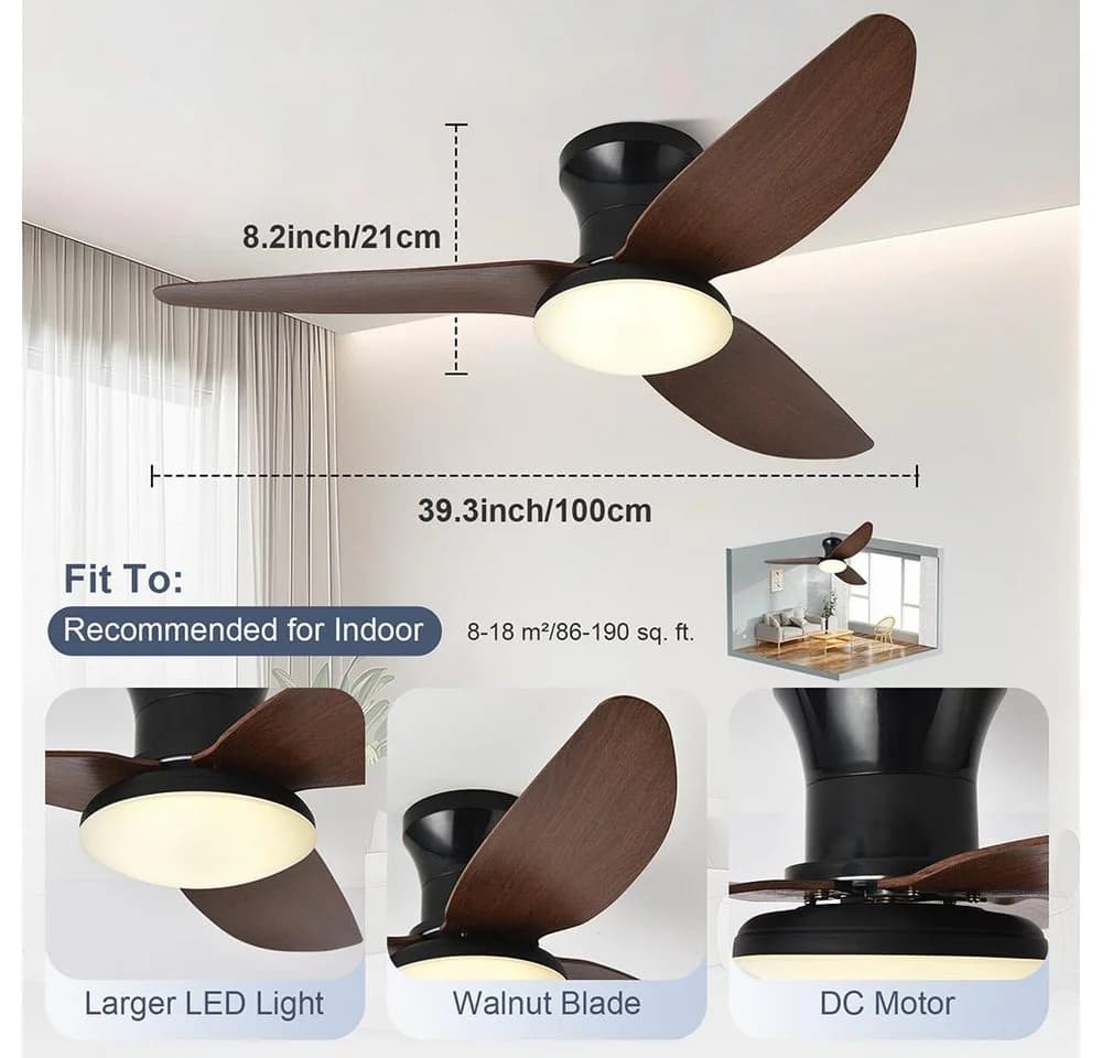 LMaxhome Deckenventilator mit LED 60W Dimmbar Schwarz/Braun - Bild 5