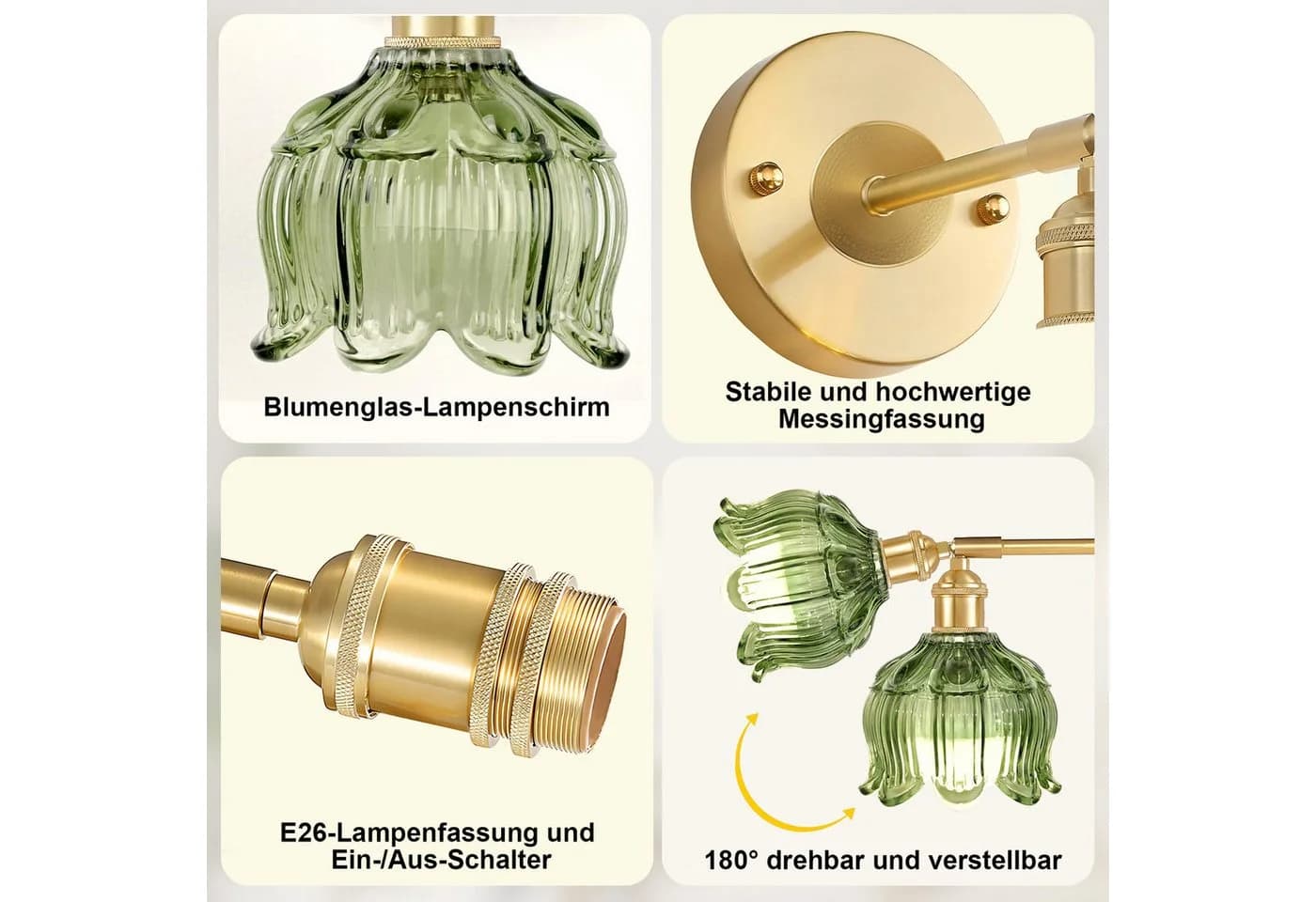 Rosnek Dimmbare Retro-Wandleuchte Grün LED Fernbedienung - Bild 4