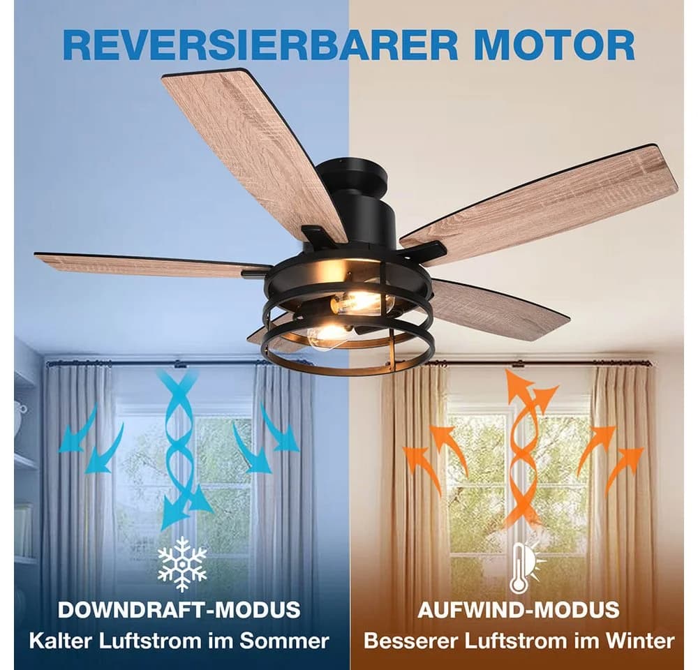 LMaxhome Deckenventilator mit LED-Beleuchtung Schwarz - Bild 5
