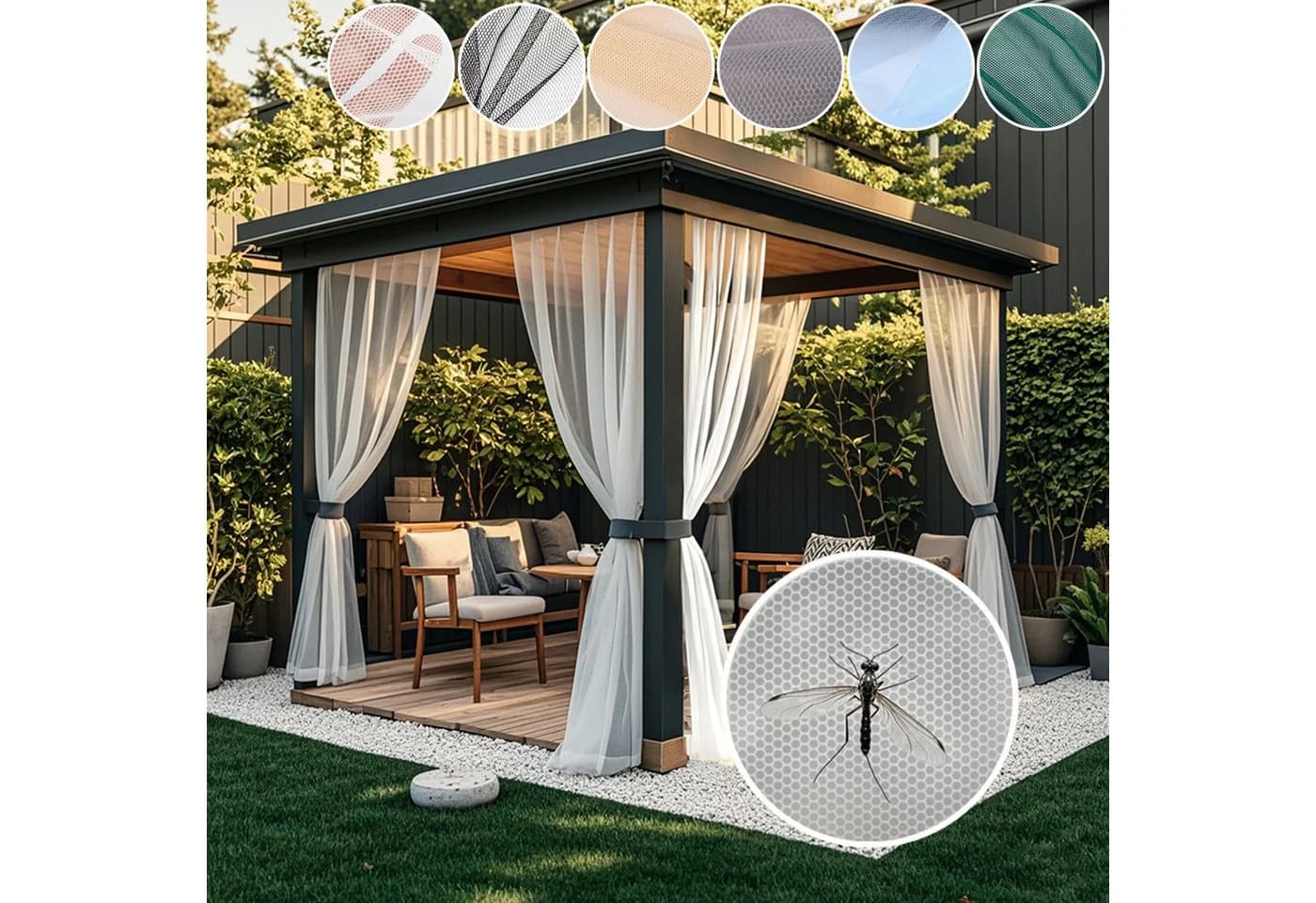 LMaxhome Outdoorvorhang Moskitonetz mit Stangentasche