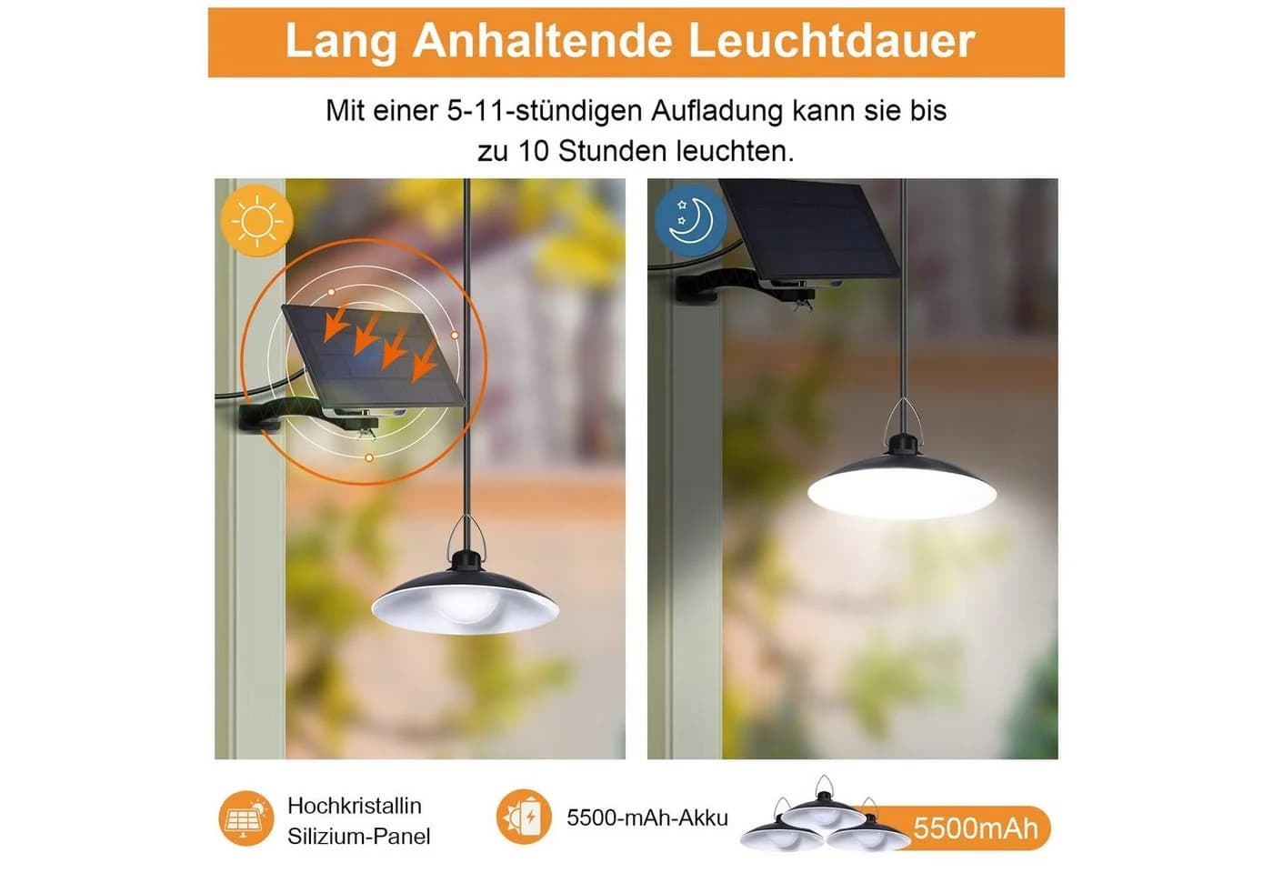 Rosnek LED Solarleuchte mit Fernbedienung, Dimmbar, IP65 Wasserdicht - Bild 1