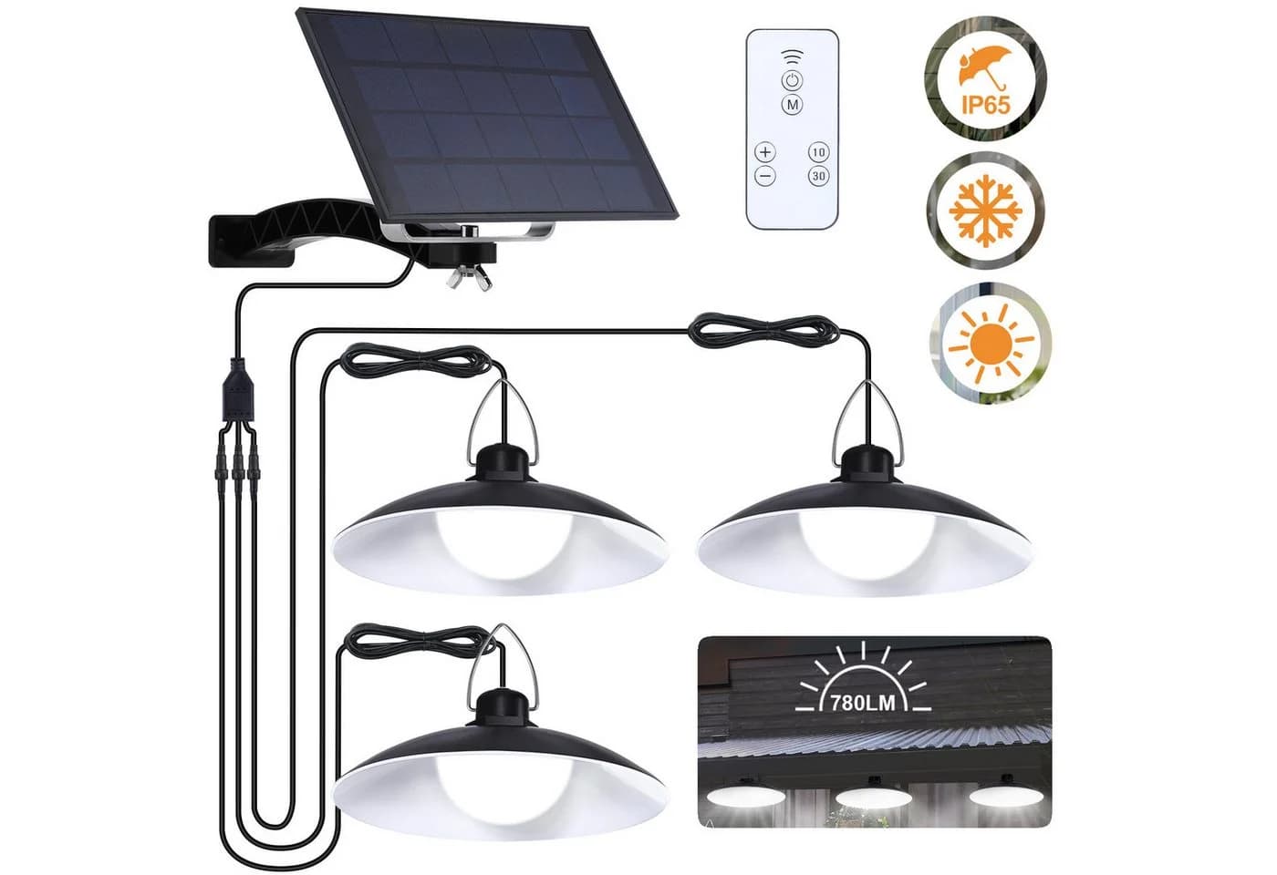Rosnek LED Solarleuchte mit Fernbedienung, Dimmbar, IP65 Wasserdicht - Bild 2