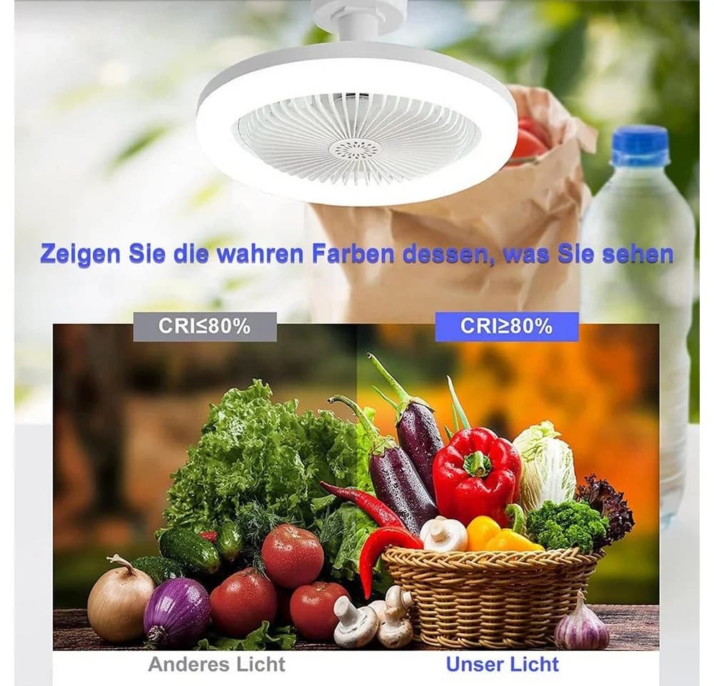 Rosnek Deckenventilator mit LED & Fernbedienung, 360° schwenkbar, dimmbar - Bild 5