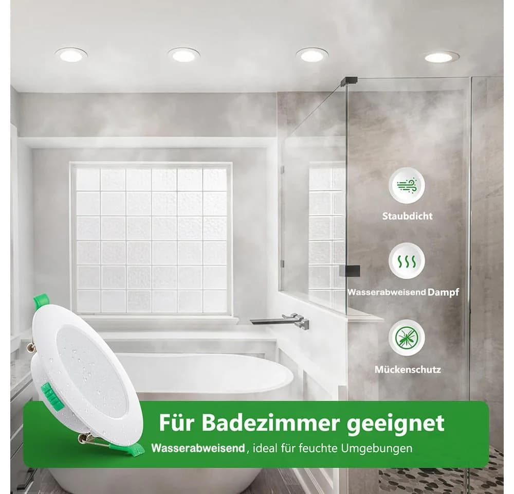 Jibenhome LED Einbaustrahler 6er-Pack Ultraflach 90mm
