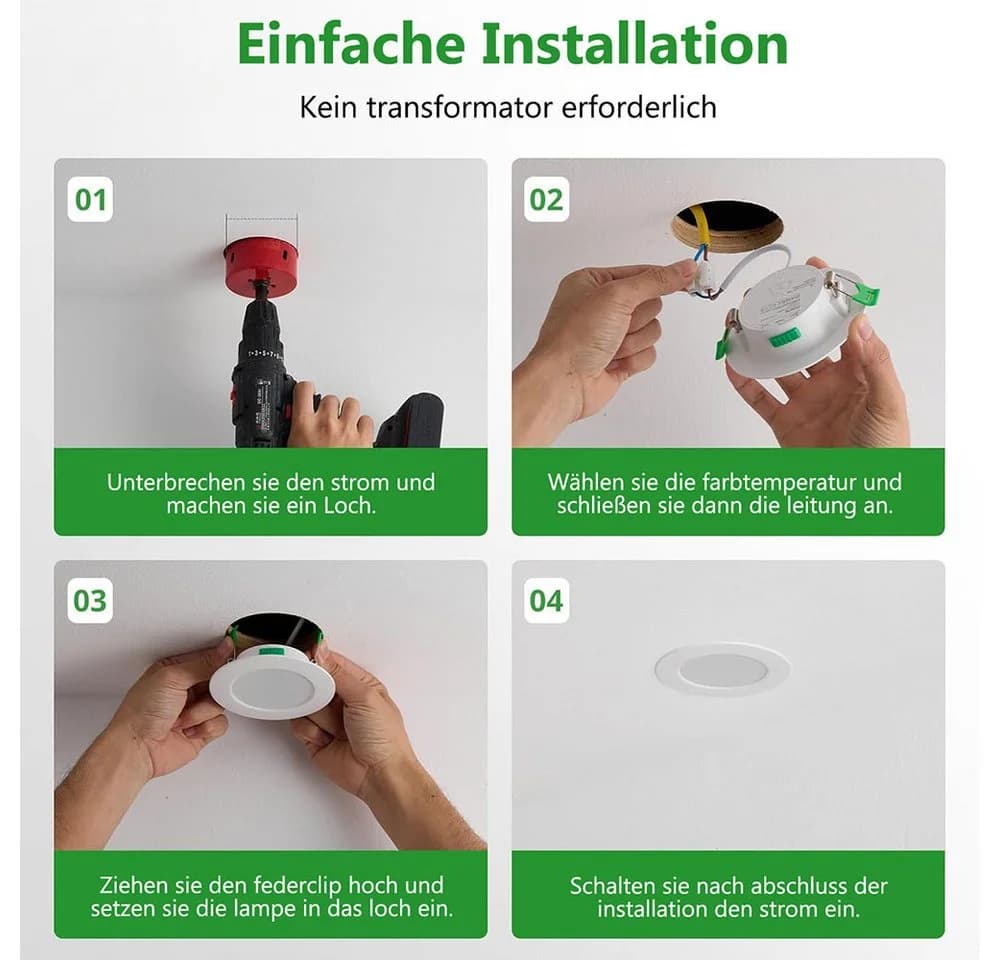 Jibenhome LED Einbaustrahler 6er-Pack Ultraflach 90mm - Bild 5