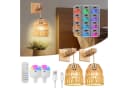 MUPOO Wandleuchte Rattan Boho LED Wandleuchte Innen RGB Batteriebetrieben 2 Stück Fernbedienung 15 Farben Dimmbar E27 Leuchtmittel Timer Bild 2