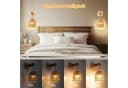 MUPOO Wandleuchte Rattan Boho LED Wandleuchte Innen RGB Batteriebetrieben 2 Stück Fernbedienung 15 Farben Dimmbar E27 Leuchtmittel Timer Bild 4