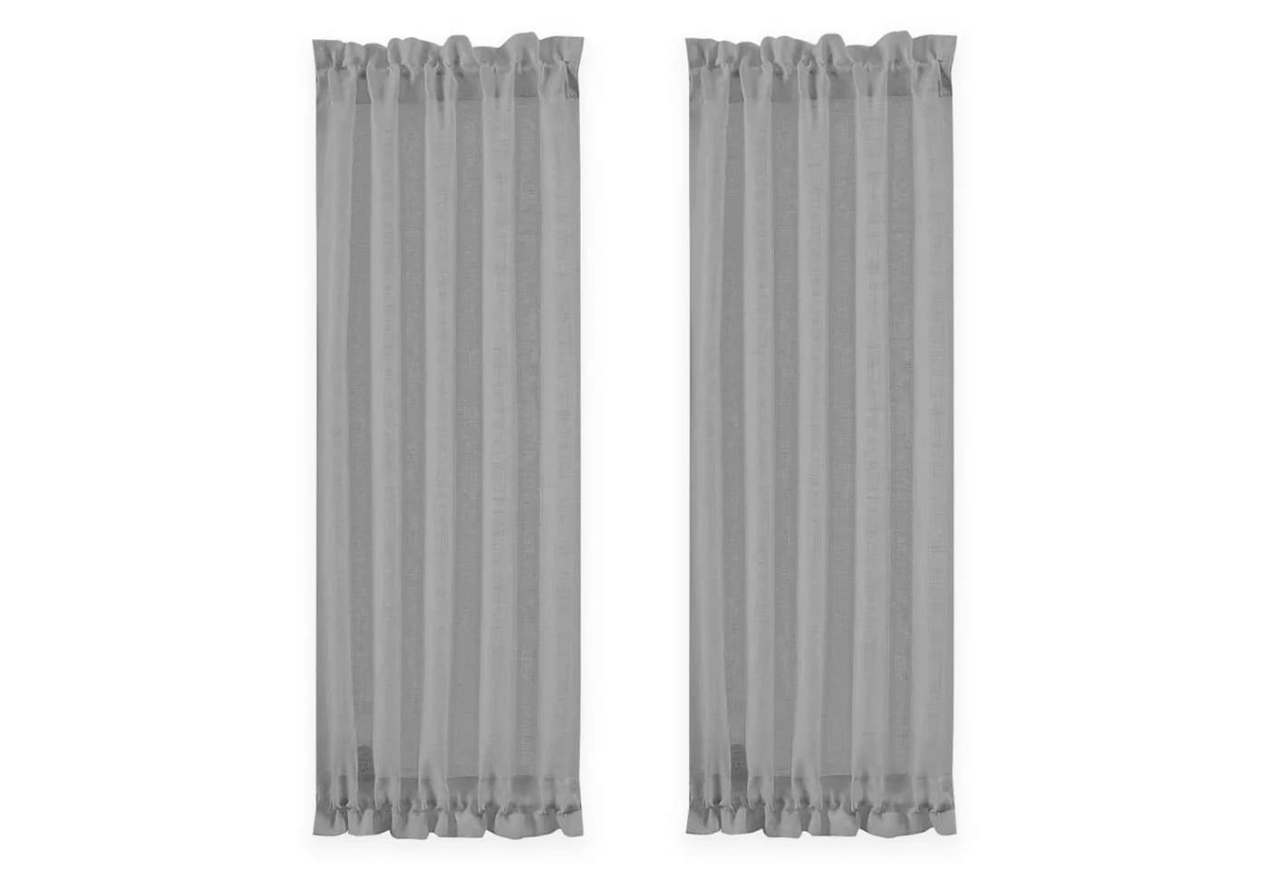 BTTO V&G Türvorhang Bistrostil Voile Grau/Weiß Stangendurchzug - Bild 3