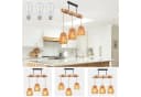 MUPOO Hängeleuchten 3 Köpfe Kronleuchter Rattan Boho Deckenlampe Bild 2