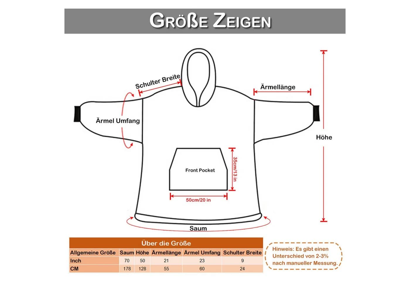 BTTO Wohndecke Ärmeldecke Tragbare Decke