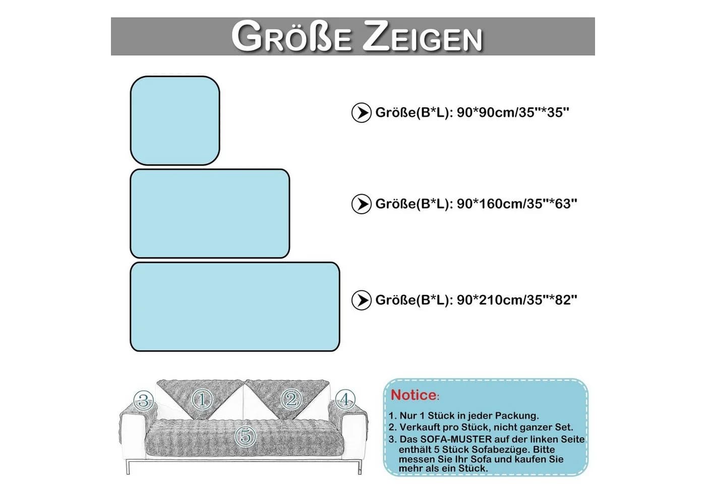 BTTO Sofaschoner Hussen Kunstpelz Einfarbig
