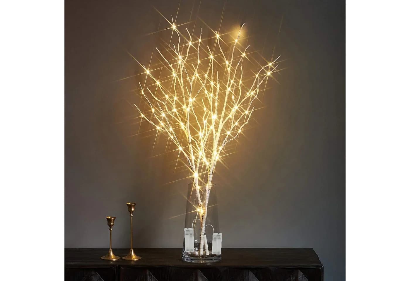 Kunstzweig LED-Leuchtzweig Lichterkette 50/100 LEDs Jibenhome 70 cm Warmweiß - Bild 2
