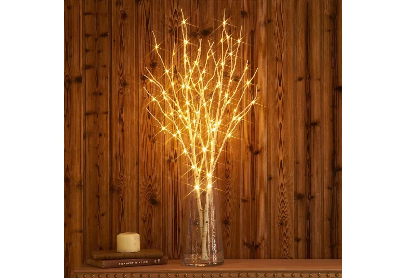 Kunstzweig LED-Leuchtzweig Lichterkette 50/100 LEDs Jibenhome 70 cm Warmweiß - Bild 4