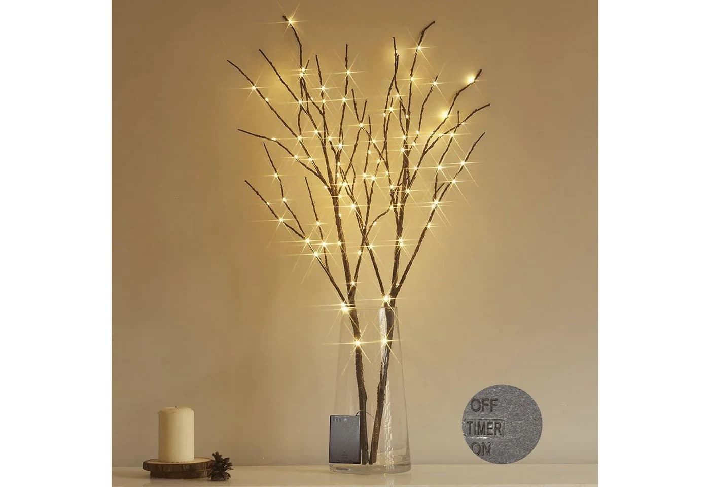 Kunstzweig LED-Leuchtzweig 50/100 LEDs Warmweiß Jibenhome - Bild 2