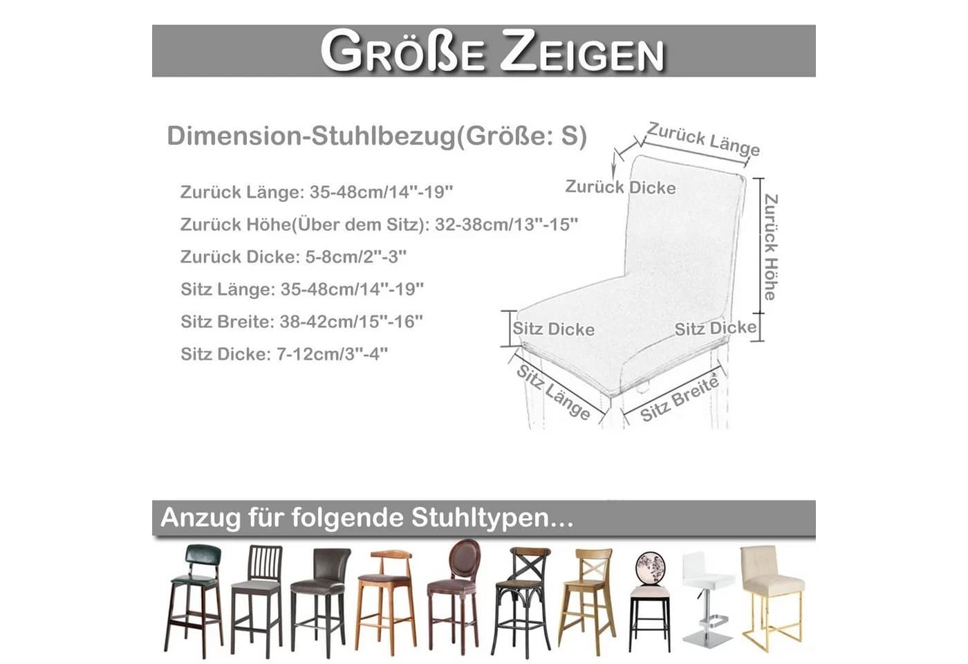 BTTO Barhocker Stuhlbezug Samt Stretch