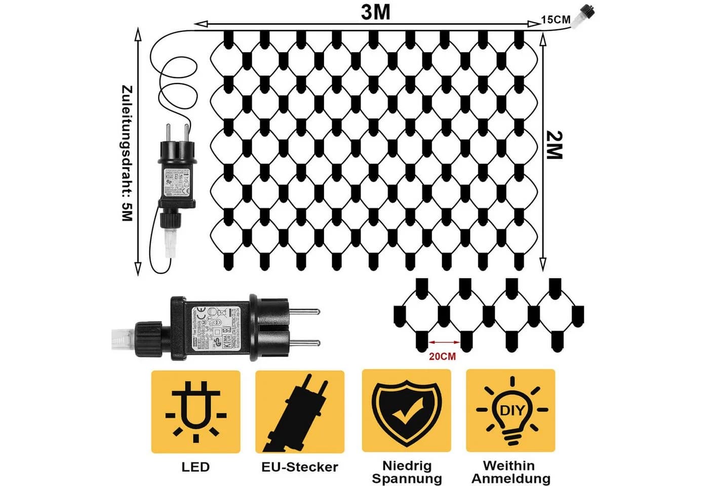 MUPOO LED-Lichternetz Weihnachten Lichterketten
