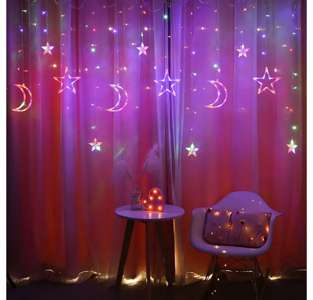 MUPOO Lichtervorhang LED Lichterkette Sternen und Monden - Bild 5