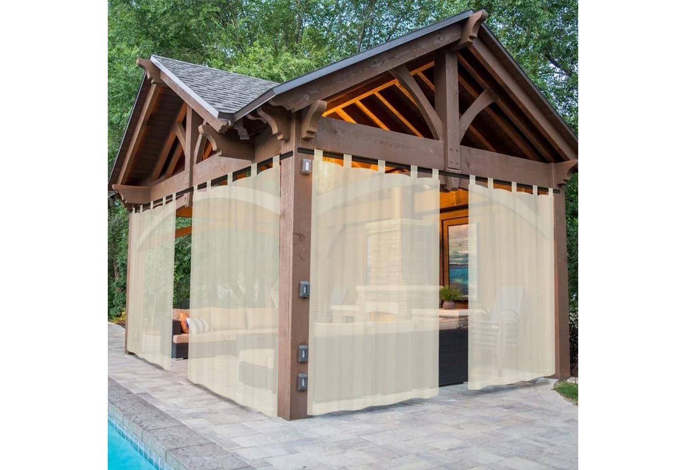 BTTO V&G Outdoorgardine Terrassenvorhang Wasserabweisend Transparent - Bild 2
